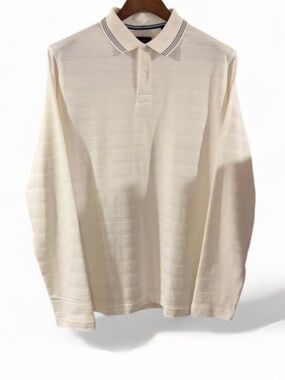 NWT Men’s Ted Baker Cream Long-Sleeve Polo Shirt Size Medium